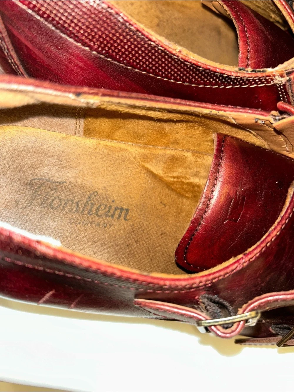 Florsheim Postino Double Monk Strap  Dress Shoes Burgundy Brown Leather 10.5